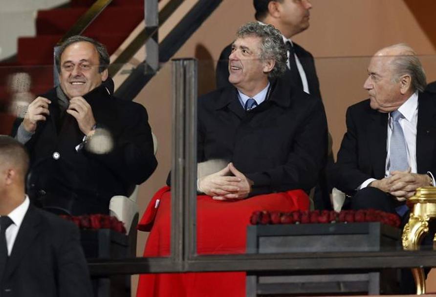 Arriva in tribuna a Marrakech anche Michel Platini, numero uno dell&#39;Uefa. LaPresse